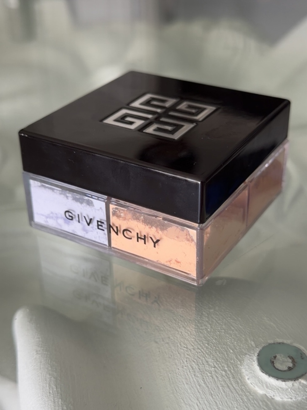 Givenchy Black Compact with White & Peach Dual Loose Powders
